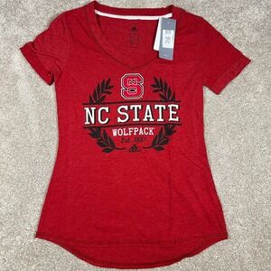 Adidas Womens Small Red NC State Wolfpack 1887‎ NCAA Short Sleeve T-Shirt NWT